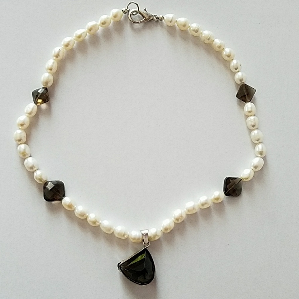 Pearl Smokey Topaz Necklace